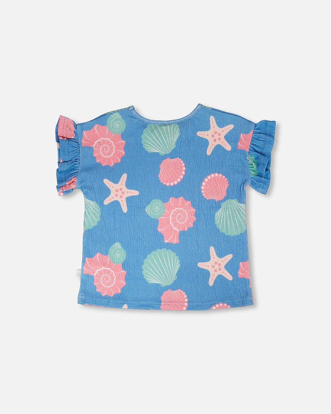 Crinkle Jersey T-Shirt Blue Shell Print 
