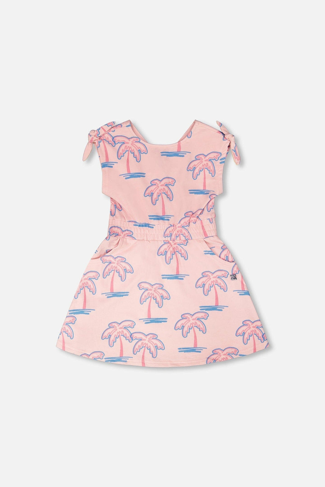 French Terry Dress Light Pink Palm Print 