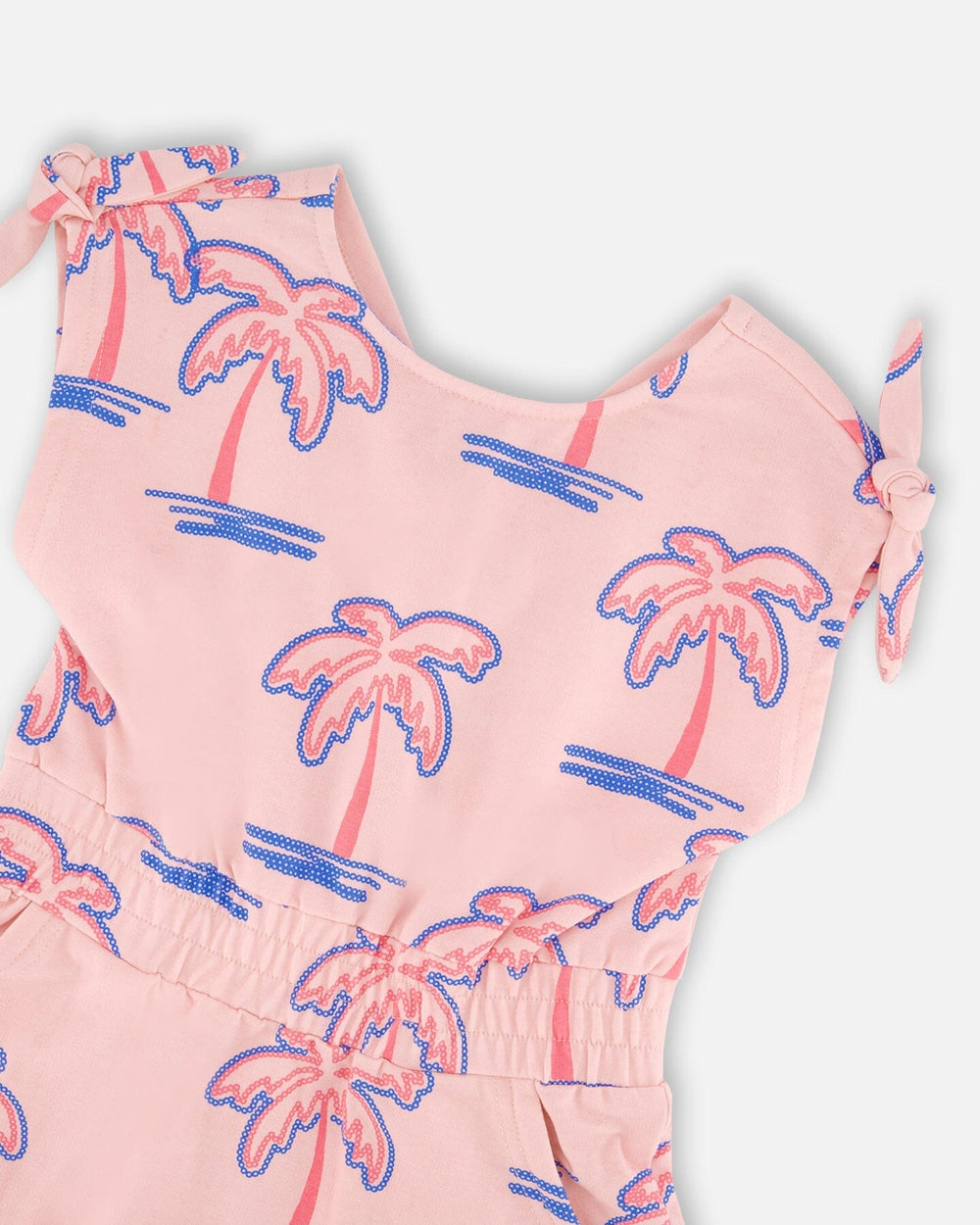 Robe en molleton French Terry Rose clair imprimé palmiers 