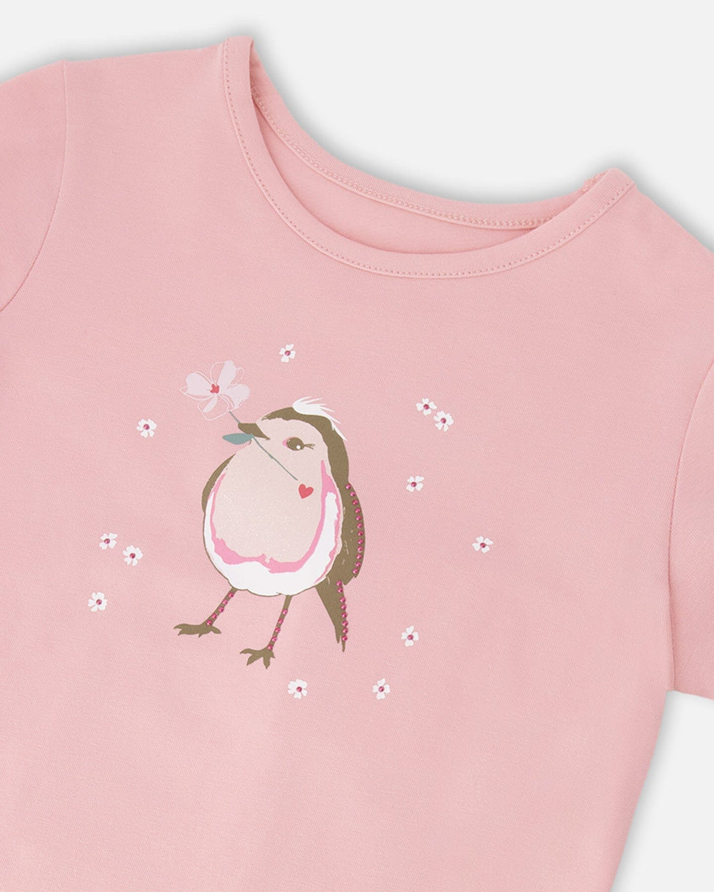 T-shirt en jersey de coton biologique rose poussière 