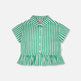 Chemise à manches courtes à rayures avec boutons verte 