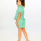 Chemise à manches courtes à rayures avec boutons verte 