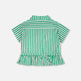 Chemise à manches courtes à rayures avec boutons verte 