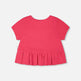T-shirt court côtelé avec volant rose 
