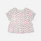 T-shirt côtelé à volants avec imprimé cerises blanches 