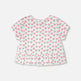 T-shirt côtelé à volants avec imprimé cerises blanches 