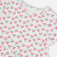 T-shirt côtelé à volants avec imprimé cerises blanches 