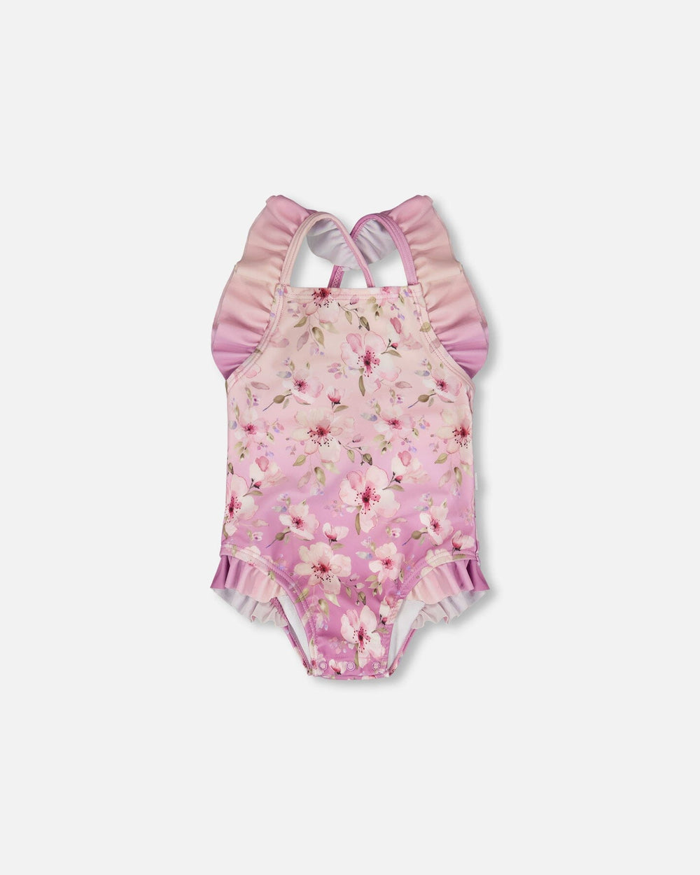 Baby And Toddler One-Piece Swimsuit Purple Flower Print 