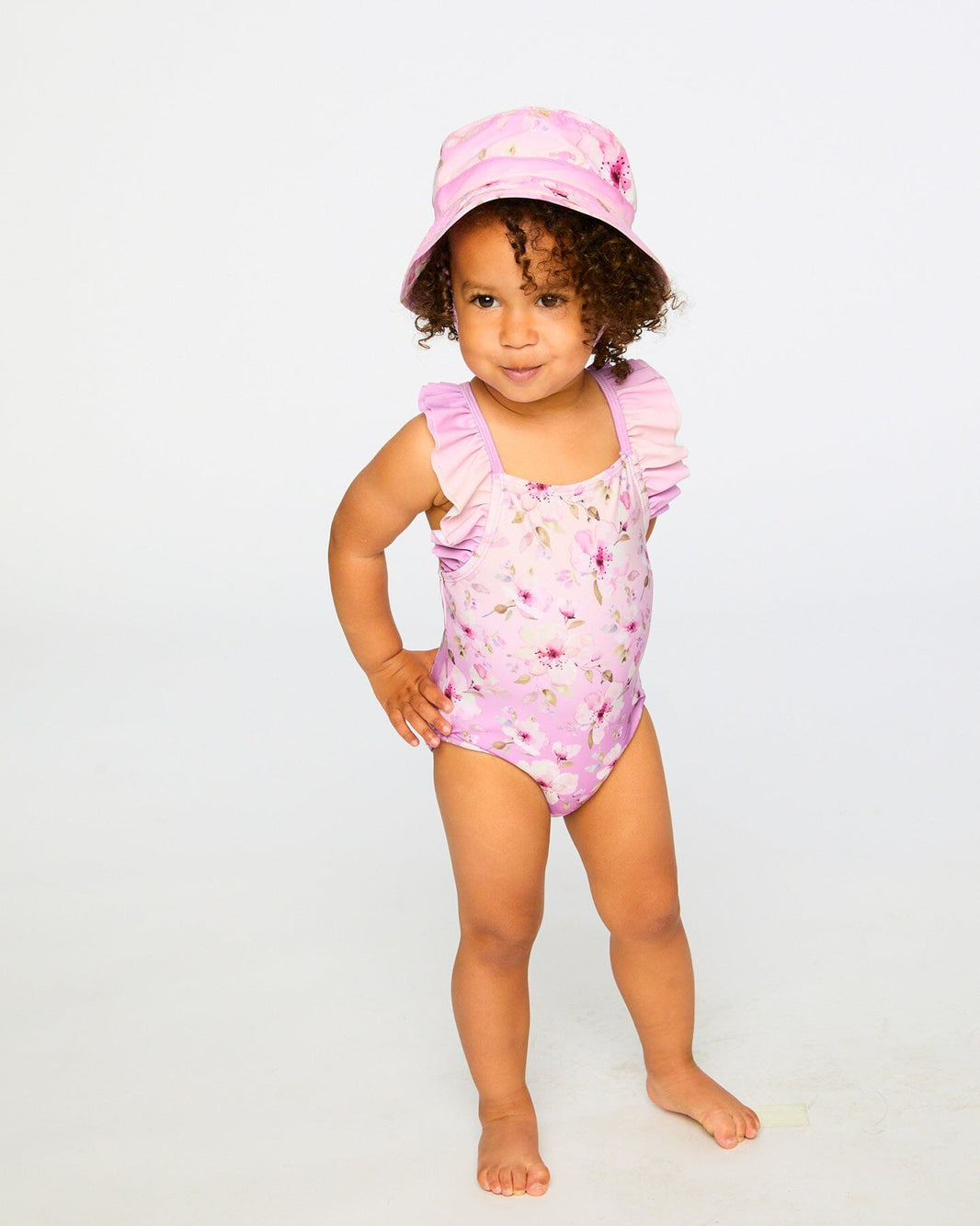 Baby And Toddler One-Piece Swimsuit Purple Flower Print 