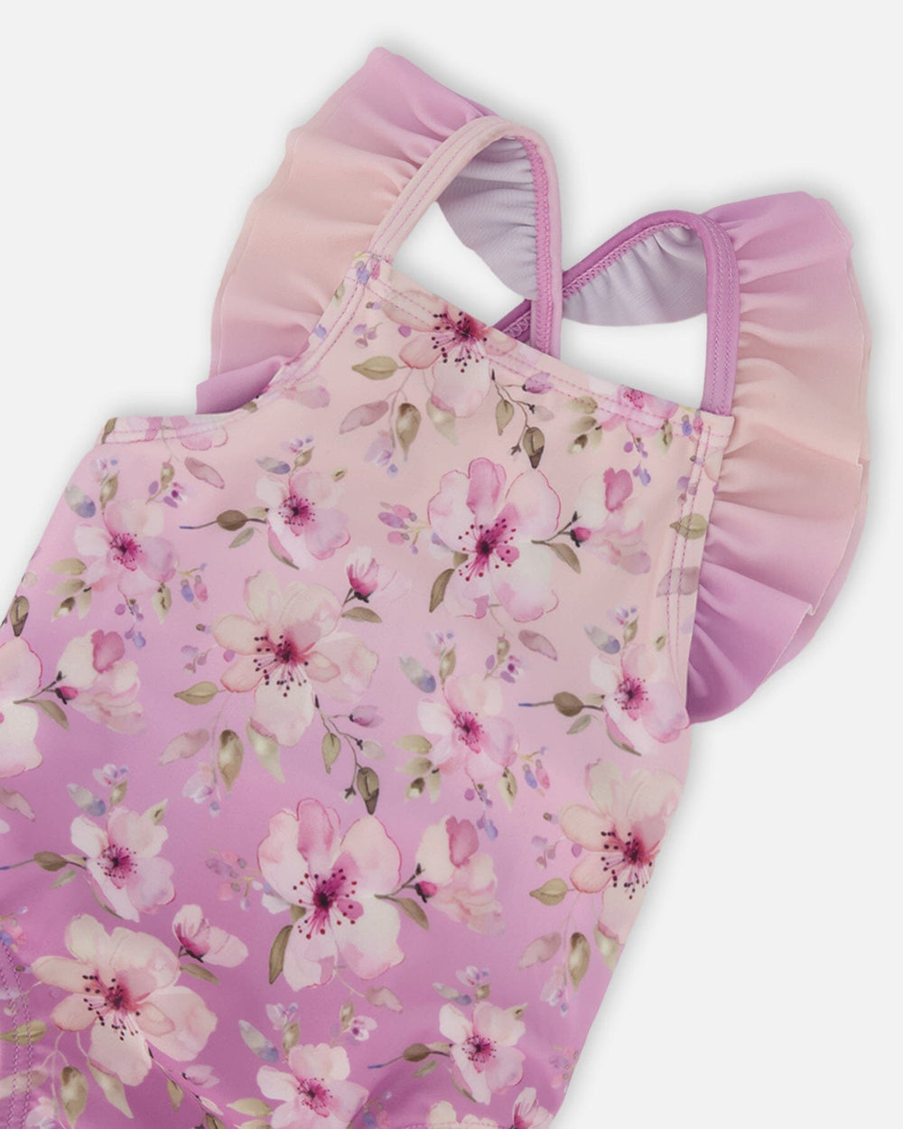 Baby And Toddler One-Piece Swimsuit Purple Flower Print 