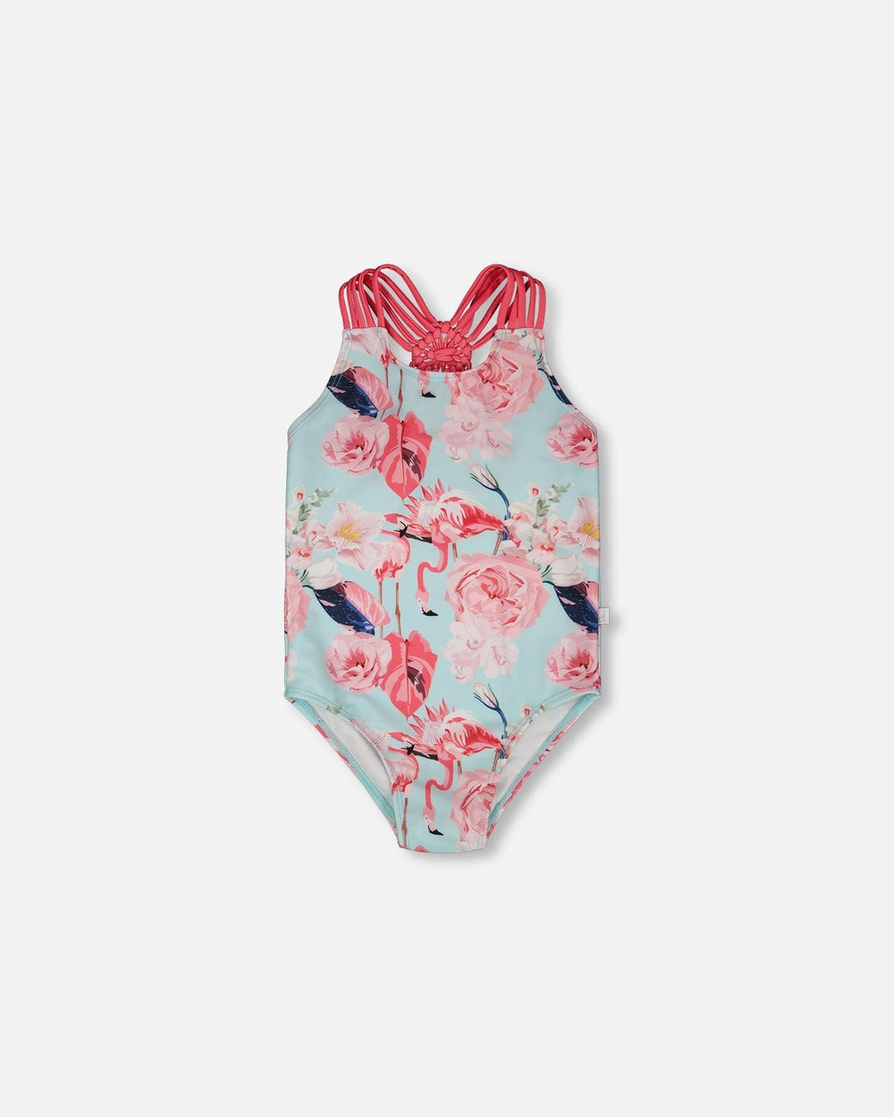 Maillot de bain une pièce imprimé flamant rose bleu 