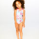 Maillot de bain une pièce imprimé flamant rose bleu 