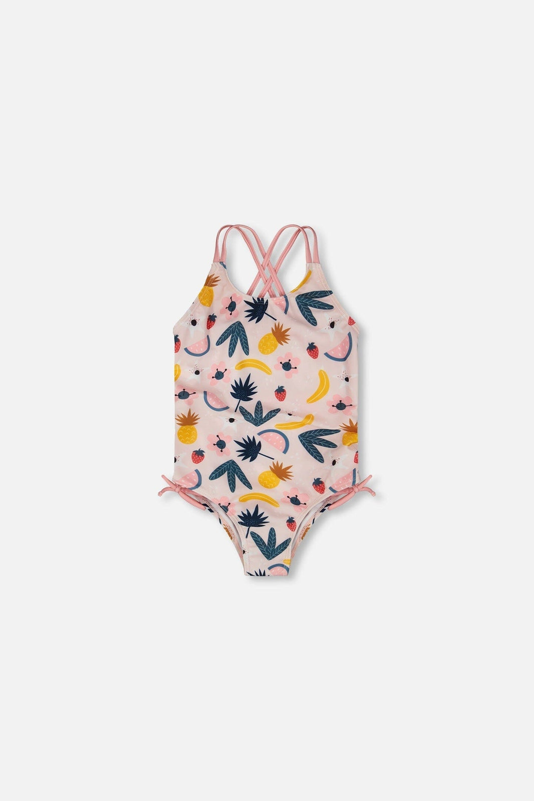 One-Piece Swimsuit Pink Printed Fruits 