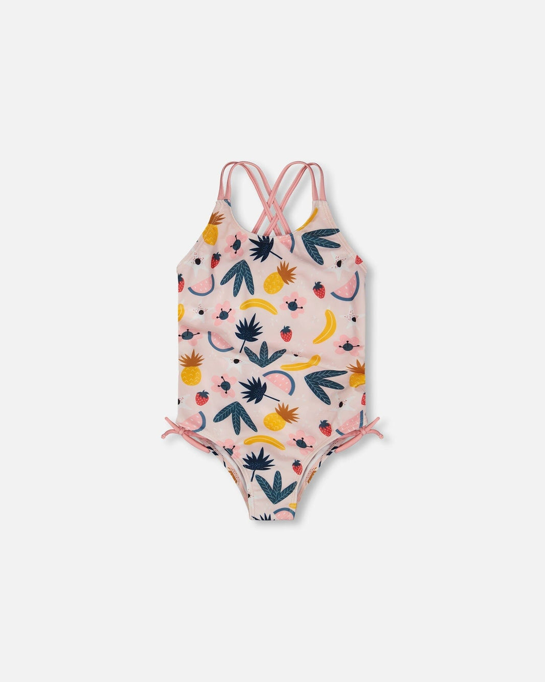 One-Piece Swimsuit Pink Printed Fruits 