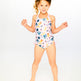 Maillot de bain une pièce rose imprimé de fruits 