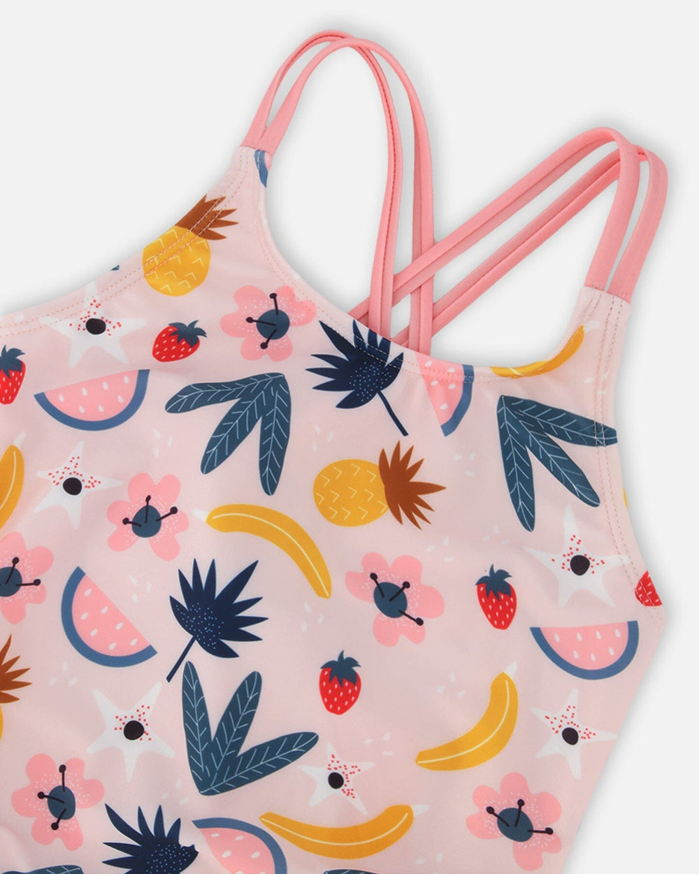 Maillot de bain une pièce rose imprimé de fruits 