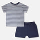 Ensemble T-shirt et short en coton bio à rayures bleues et bleu 