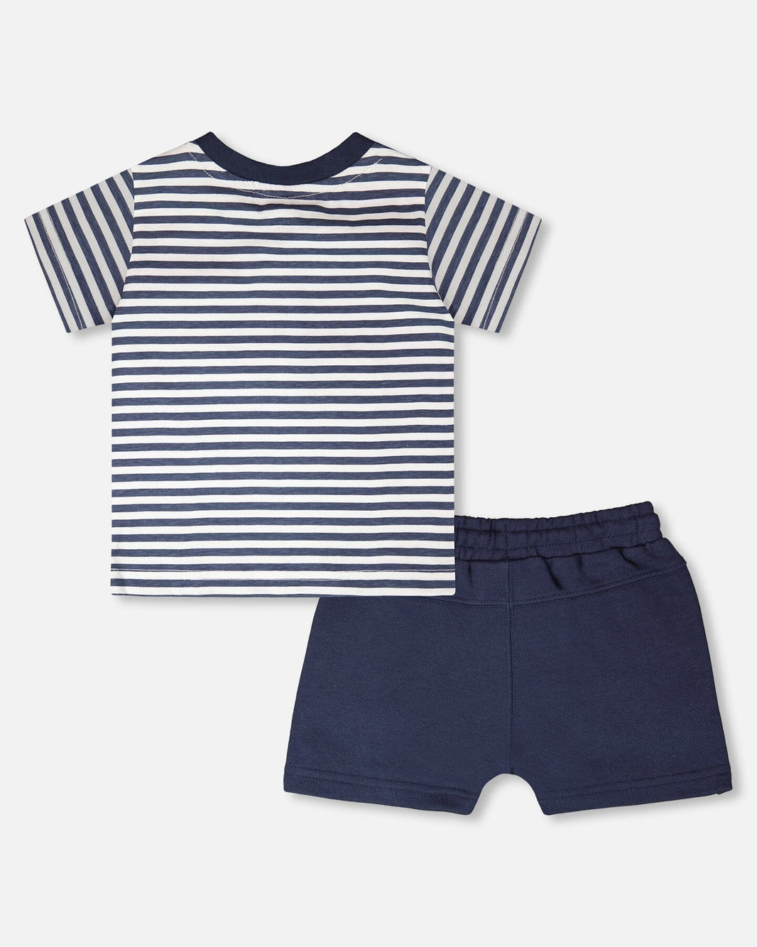 Organic Cotton T-Shirt And Short Set Blue Stripes And Blue 