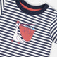 Ensemble T-shirt et short en coton bio à rayures bleues et bleu 