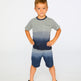 Short en coton biologique à rayures dégradées bleues 