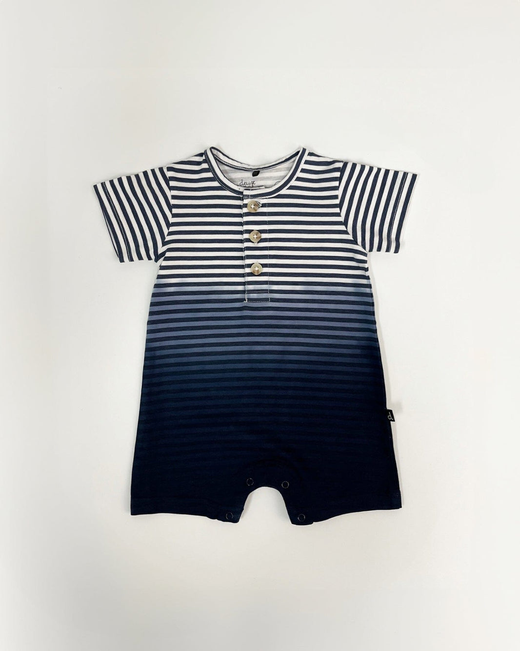 Organic Cotton Romper Blue Gradient Stripes 