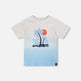 T-shirt à manches courtes en coton biologique Dégradé Gris Mix vers Bleu 