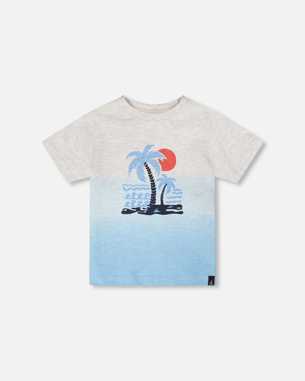 Organic Cotton Short Sleeve T-Shirt Grey Mix To Blue Gradient 
