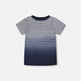 T-shirt à manches courtes en coton biologique avec rayures dégradées bleues 