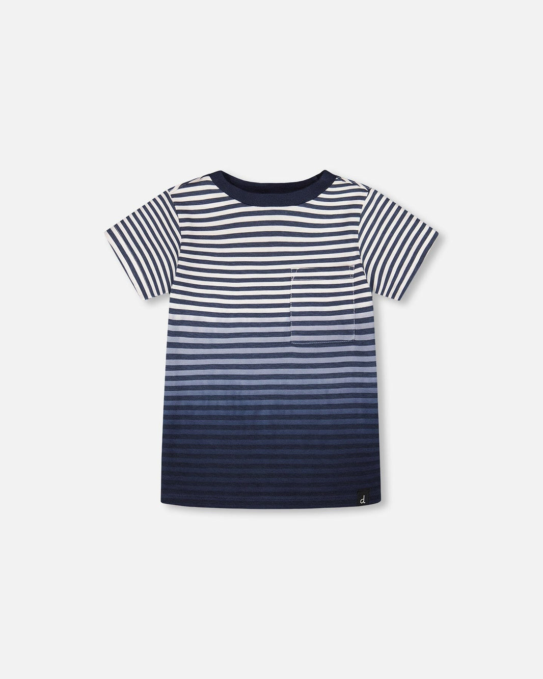 Organic Cotton Short Sleeve T-Shirt Blue Gradient Stripes 
