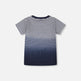 T-shirt à manches courtes en coton biologique avec rayures dégradées bleues 
