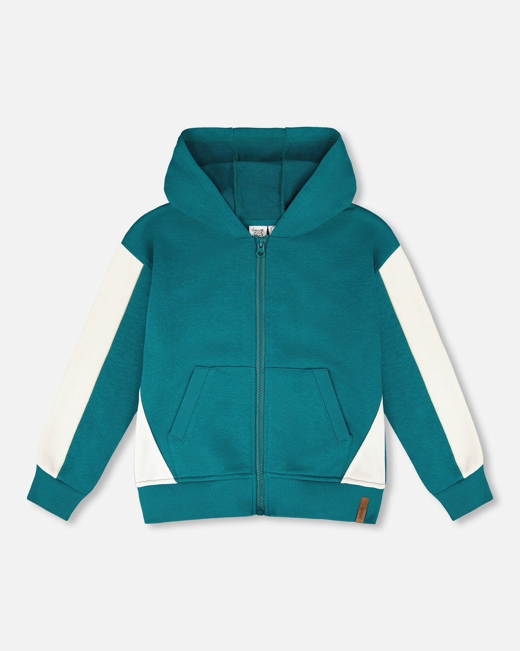 Hooded French Terry Cardigan Dark Turquoise 