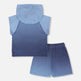 Ensemble Haut Sans Manches et Short Dégradé Bleu 