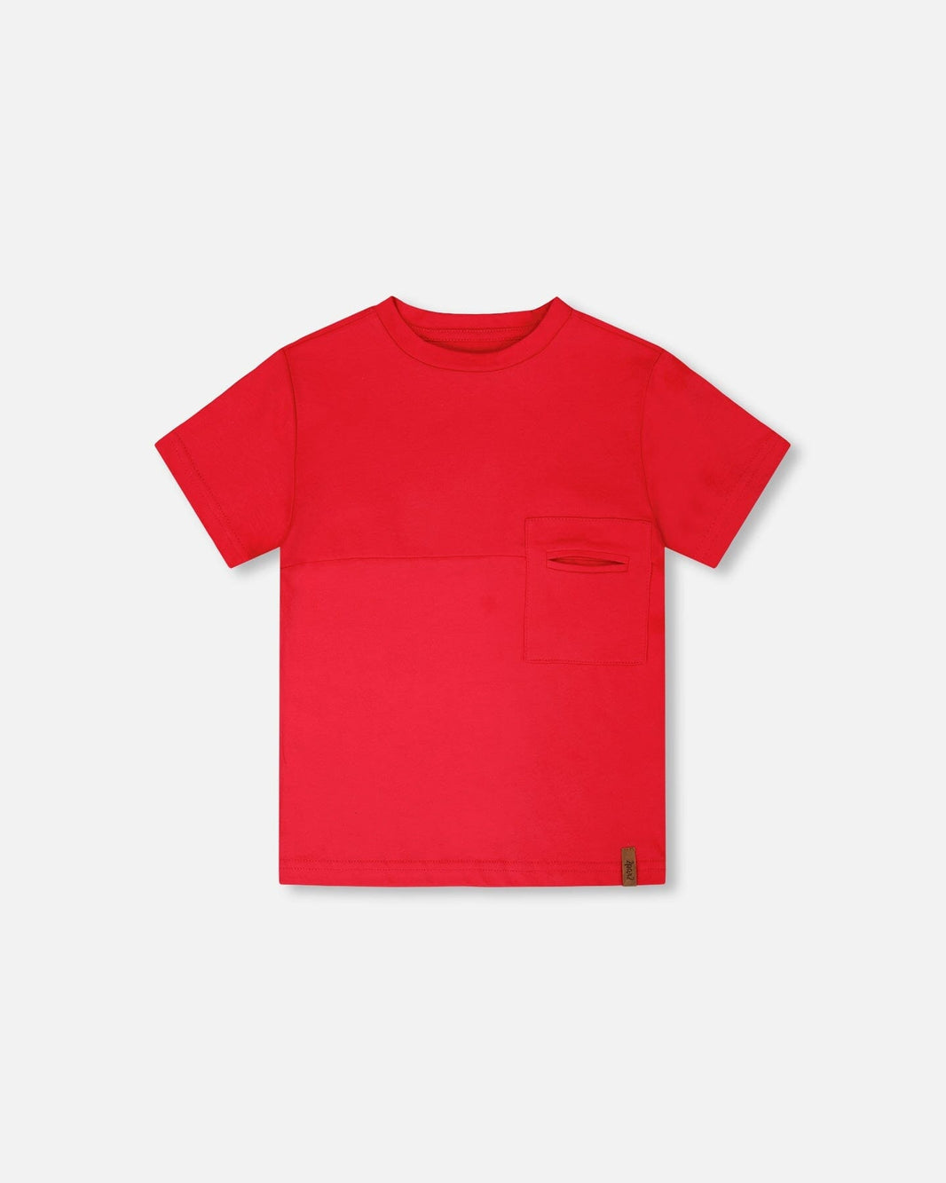 Organic Cotton Colorblock Jersey T-Shirt With Chest Pocket Rouge 