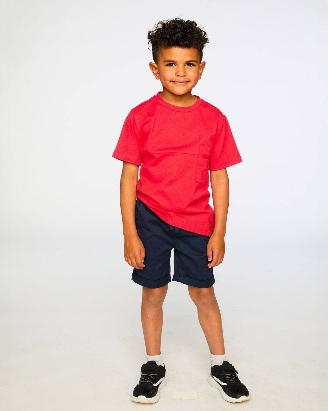 Organic Cotton Colorblock Jersey T-Shirt With Chest Pocket Rouge 