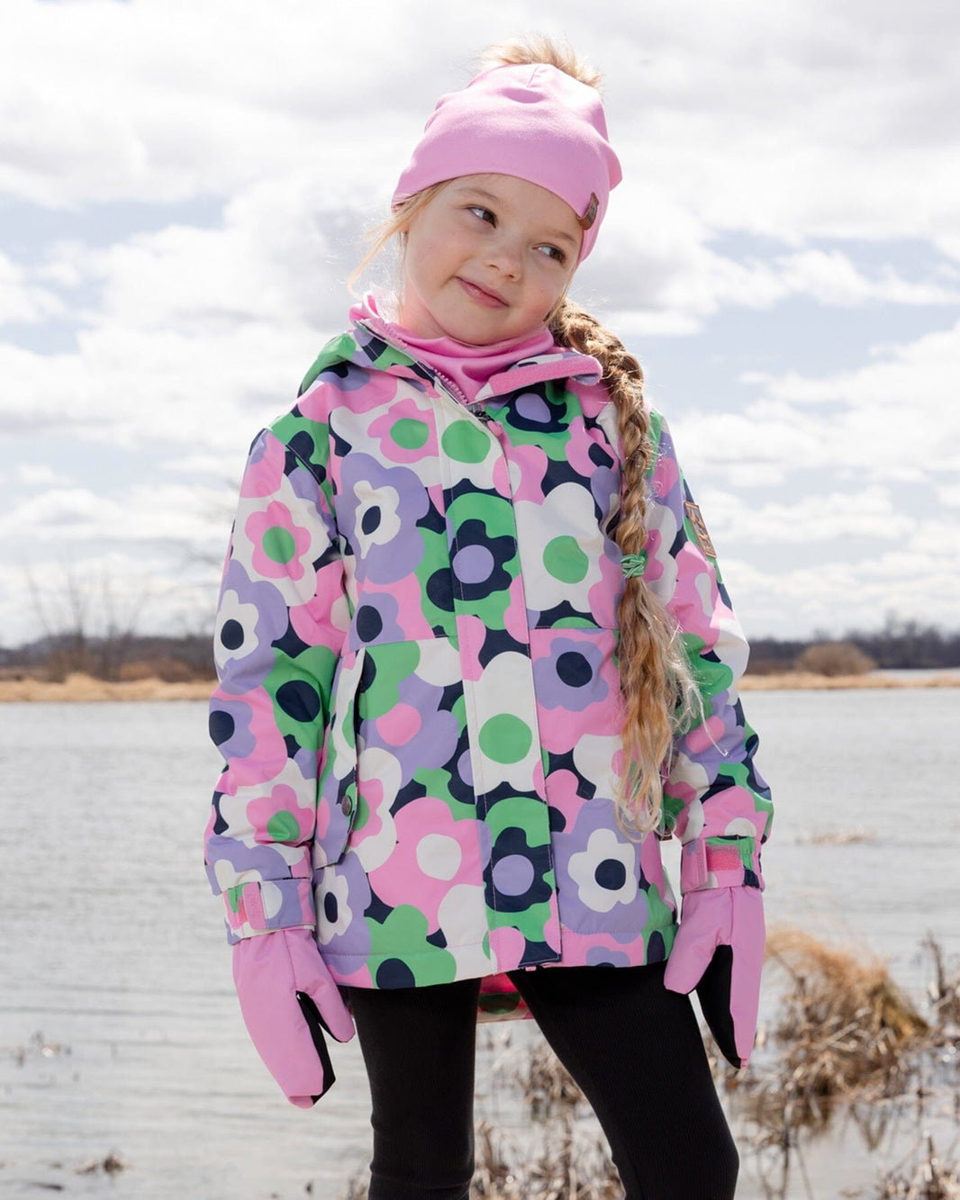 Mid-Season Jacket Black Printed Flowers 