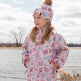 Veste mi-saison rose imprimée de papillons 
