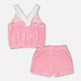 Ensemble Haut et Short en Éponge Rayée Blanc et Rose 