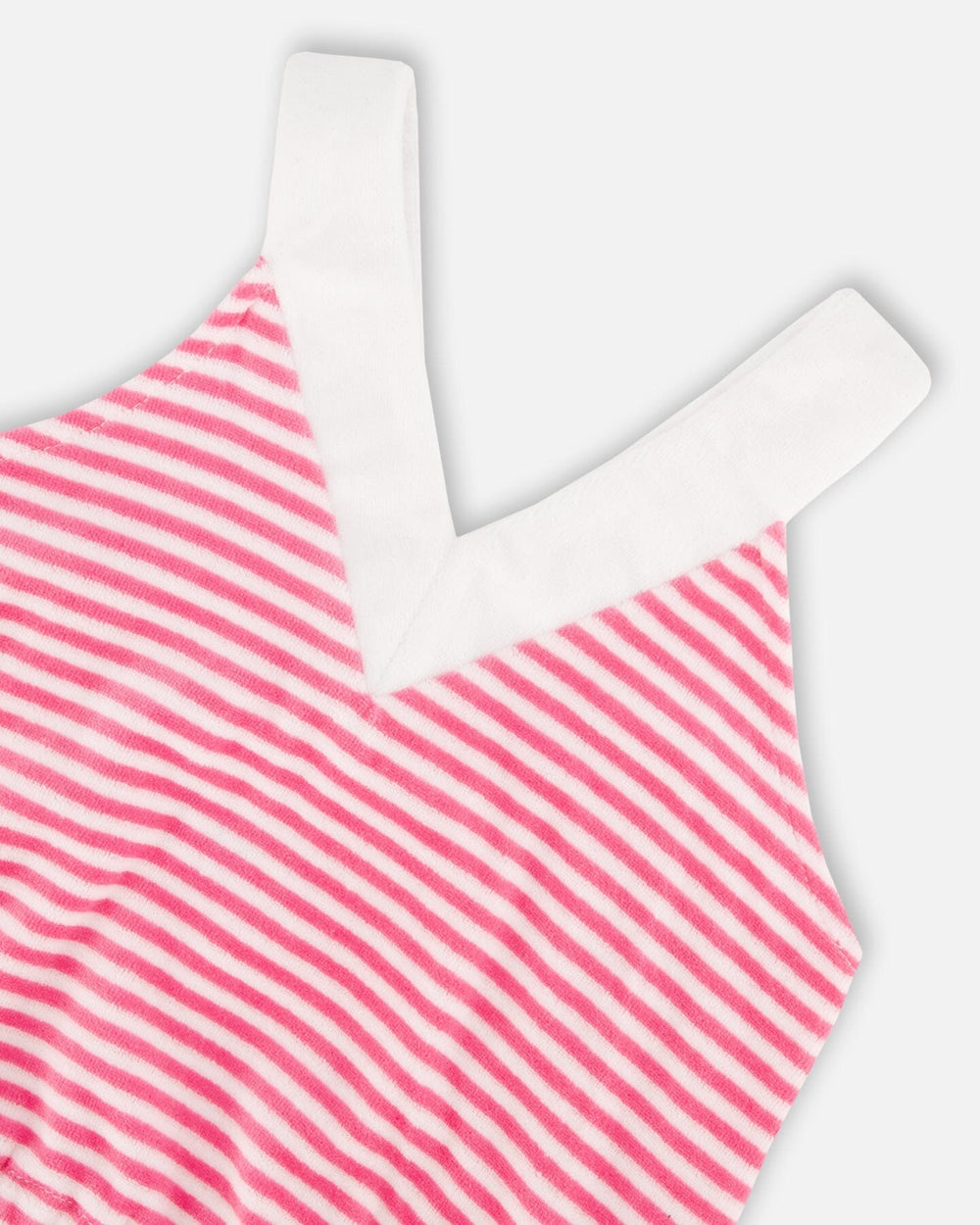 Ensemble Haut et Short en Éponge Rayée Blanc et Rose 