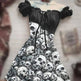 Halloween 3D Skull Print Women's Short Sleeve A- Line Skirt - EX-STOCK Canada