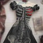 Halloween 3D Skull Print Women's Short Sleeve A- Line Skirt - EX-STOCK Canada