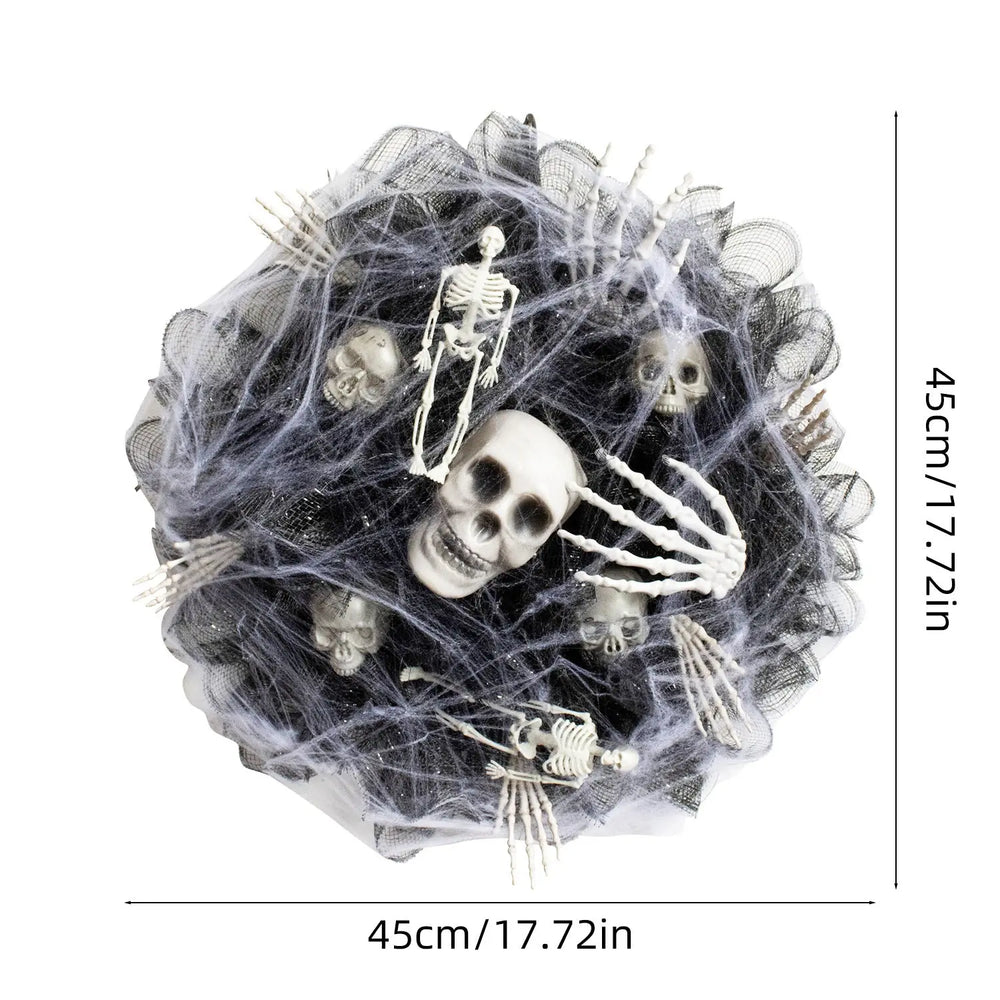 Halloween Black Mesh Skull Garland Party Layout Props - EX-STOCK Canada