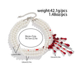 Halloween Blood Drop Tassel Pearl Crystal Necklace - EX-STOCK Canada