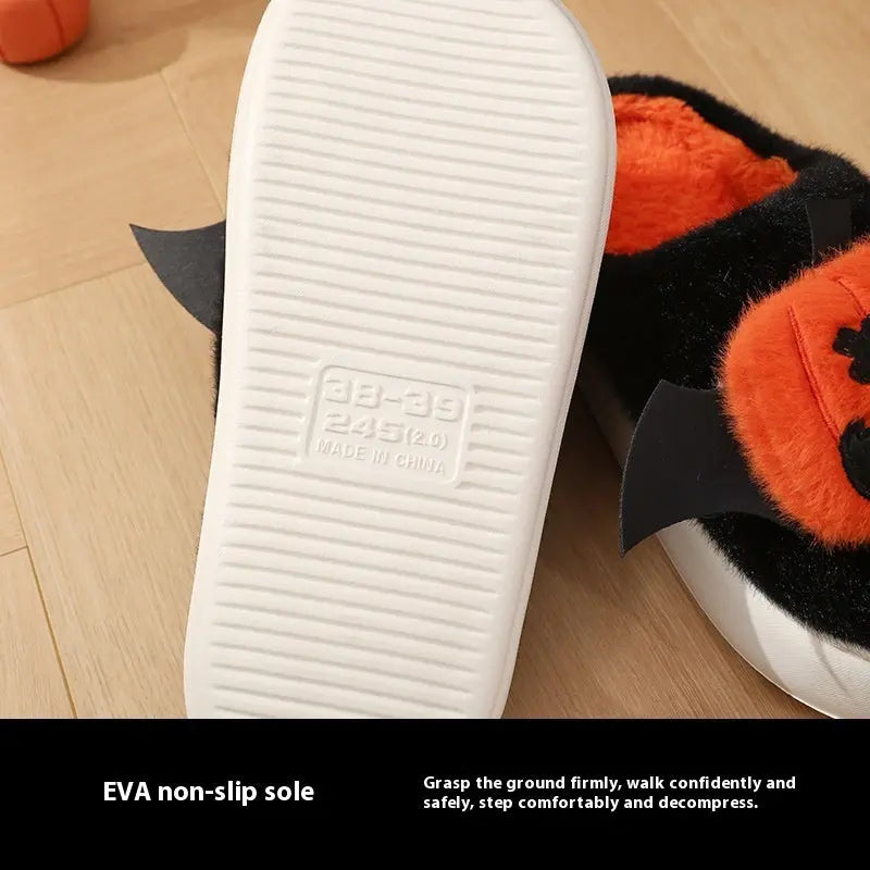 Halloween Cartoon Funny Pumpkin Slippers With Small Wings Design Indoor Non-slip Bedroom Floor Cotton Slipper Winter House Shoes Couple - EX-STOCK Canada