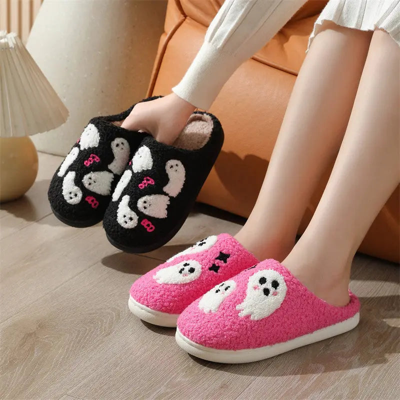 Halloween Cartoon Ghost Cotton Slippers For Women Indoor Non-slip Bedroom Floor Slipper Winter House Shoes - EX-STOCK Canada