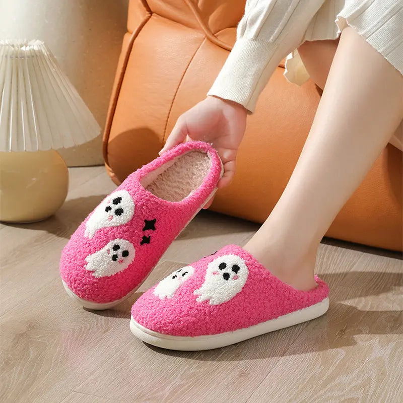 Halloween Cartoon Ghost Cotton Slippers For Women Indoor Non-slip Bedroom Floor Slipper Winter House Shoes - EX-STOCK Canada