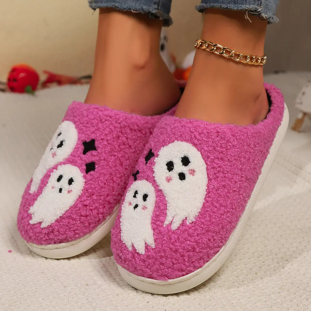 Halloween Cartoon Ghost Cotton Slippers For Women Indoor Non-slip Bedroom Floor Slipper Winter House Shoes - EX-STOCK Canada
