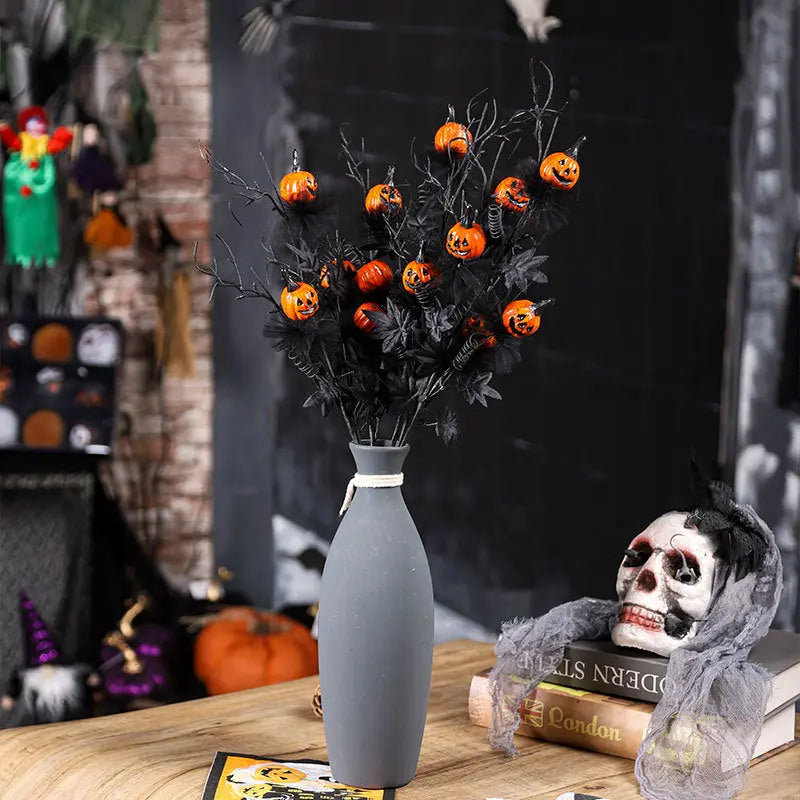 Halloween Decorations Black Horror Pumpkin Twig Cutting Bouquet - EX-STOCK Canada