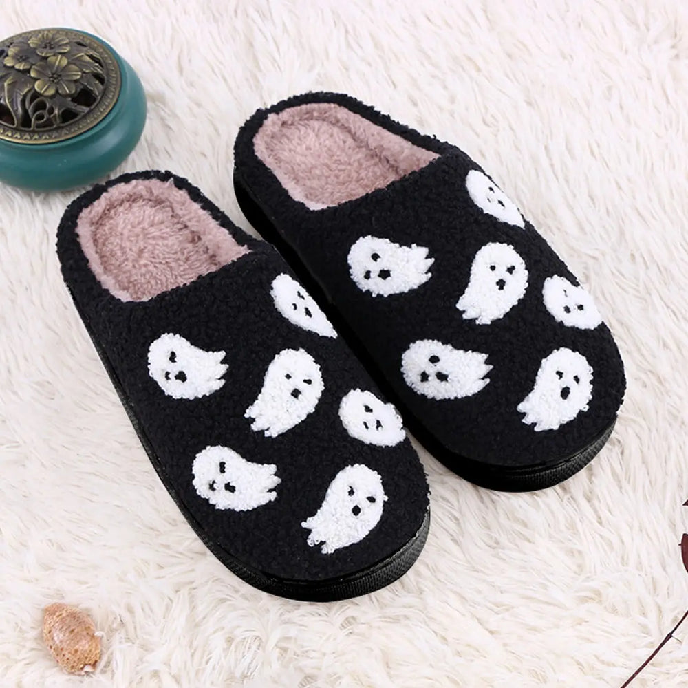 Halloween Funny Spider Ghost Scary Flat Indoor House Shoes For Women Men Soft Plush Cozy Horror Halloween Gifts - EX-STOCK Canada