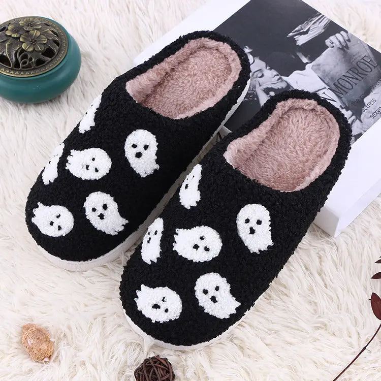 Halloween Funny Spider Ghost Scary Flat Indoor House Shoes For Women Men Soft Plush Cozy Horror Halloween Gifts - EX-STOCK Canada