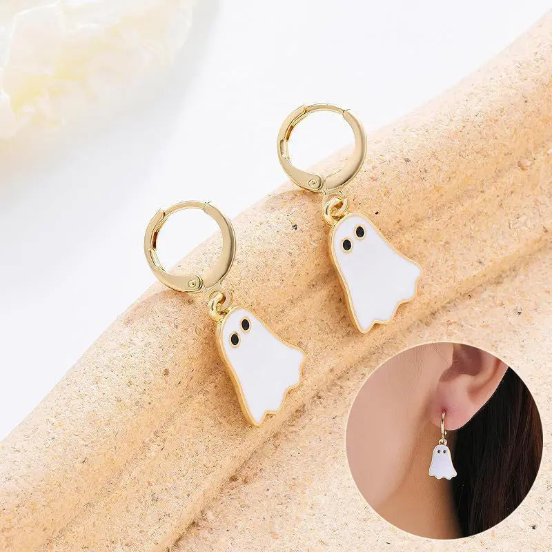 Halloween Ghost Earrings For Women Gold Ghost Huggie Hoop Earrings Halloween Jewelry Cute BOO Halloween Earrings - EX-STOCK Canada